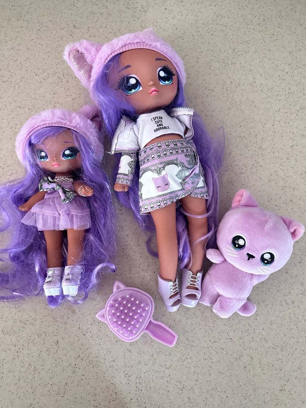 Na Na Na Surprise Family Soft Doll Set Margot & Lily Lavender Kitty with Pet and